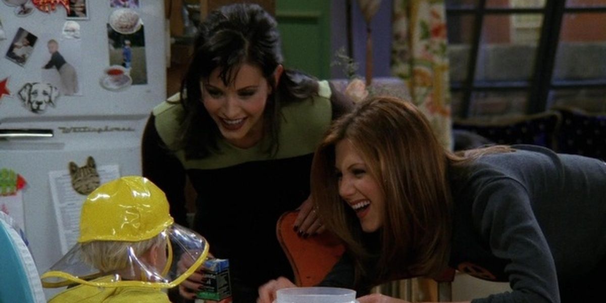 Monica and Rachel play with Ben in Friends