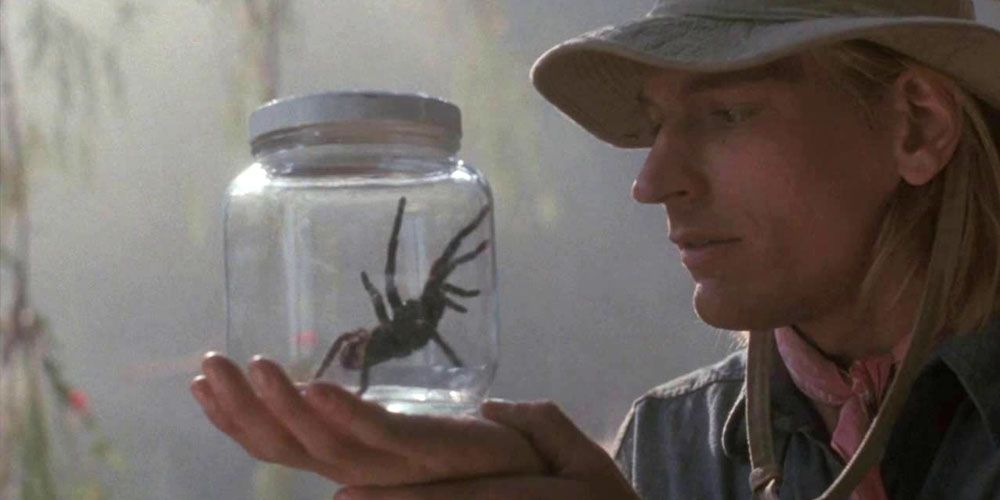 Julian Sands looking at a spider in a jar in Arachnophobia