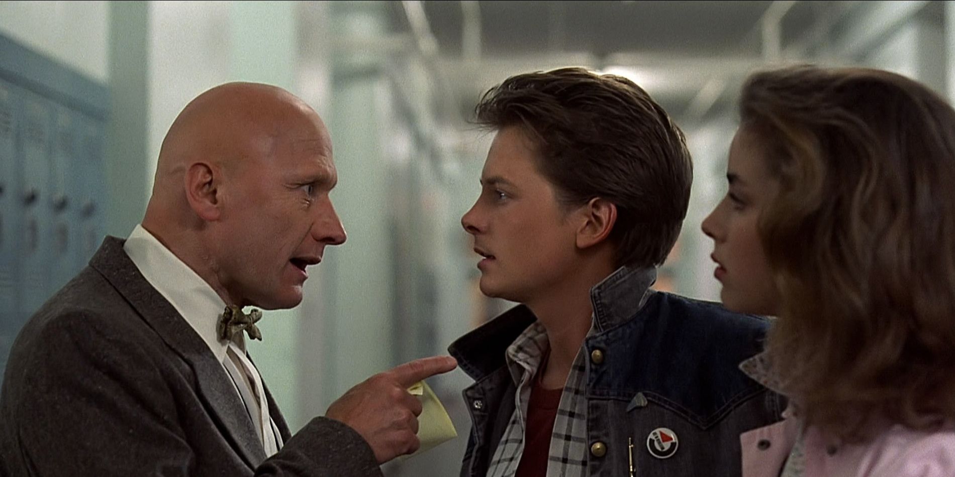 Mr Strickland pointing at Marty McFly in Back to the Future