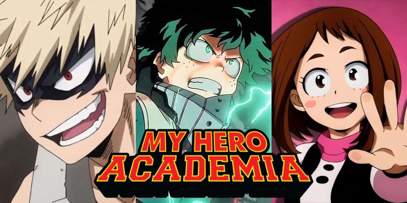 Bakugo, Midoriya, and Uraraka from the My Hero Academia anime series.