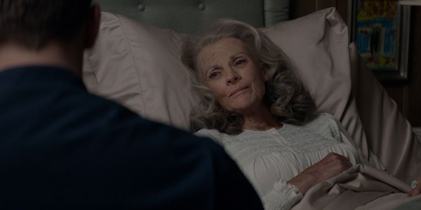 Hayley Atwell as Peggy Carter laying in bed in Captain America: The Winter Soldier