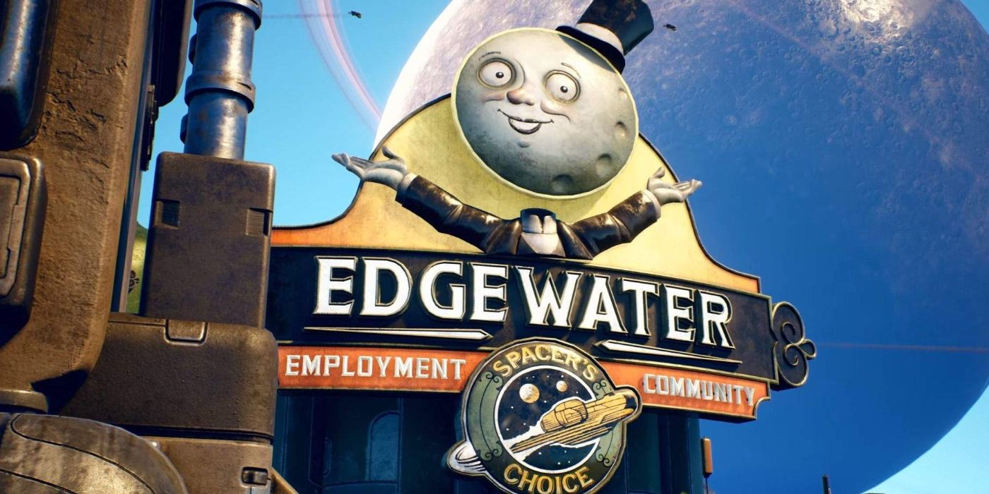 A sign for Edgewater in The Outer Worlds