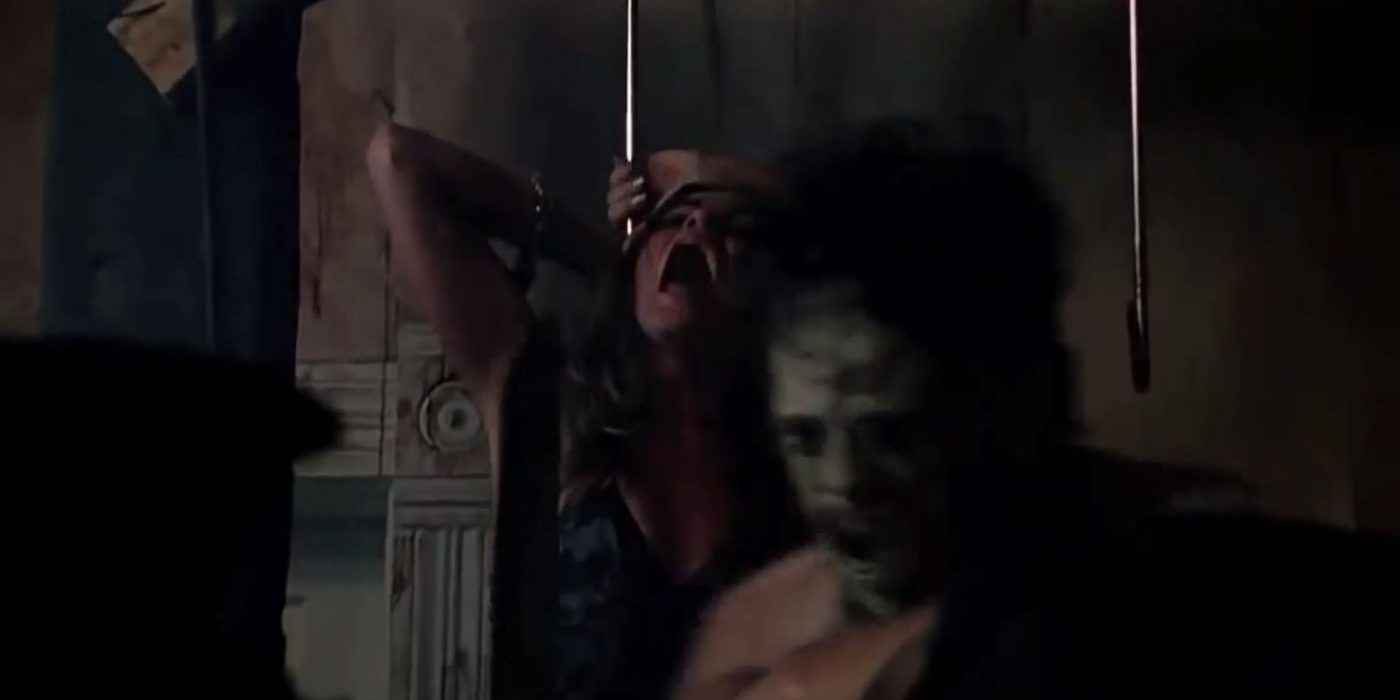 Pam hangs from a hook in Texas Chain Saw Massacre 1974