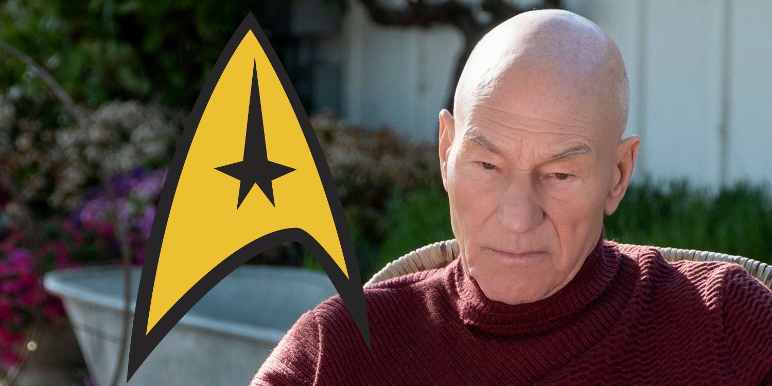 Patrick Stewart as Jean-Luc Picard in Star Trek Starfleet logo