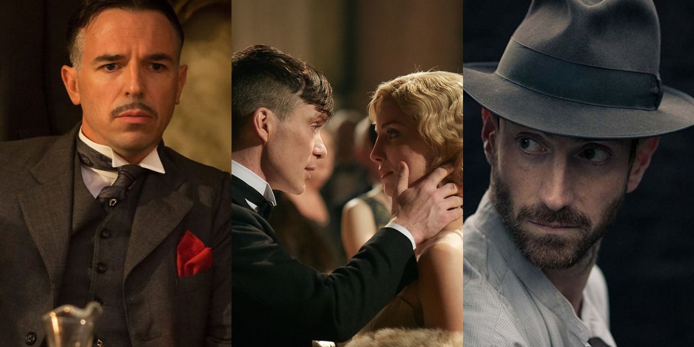 Split image of Billy Kimber, Tommy and Grace, and Freddie in Peaky Blinders