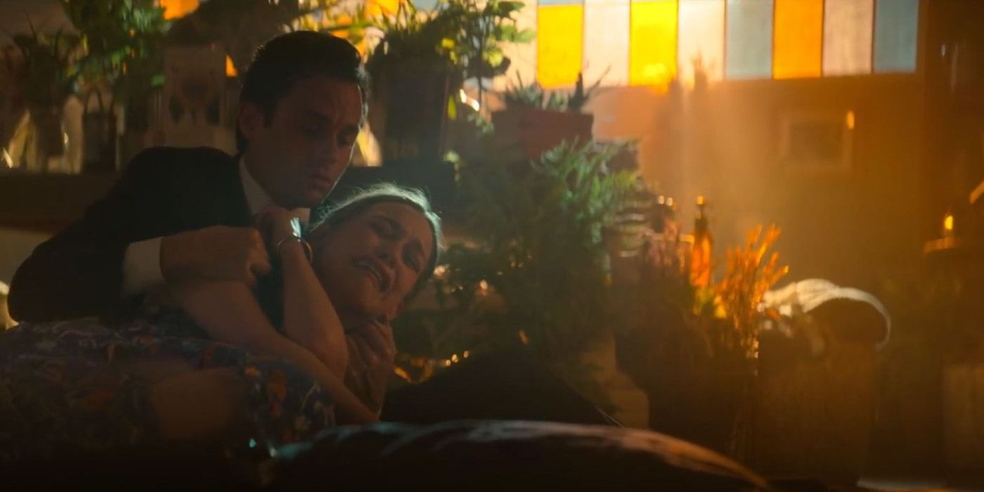Penn Badgley as Joe Goldberg Victoria Pedretti as Love Quinn Netflix YOU Season 2