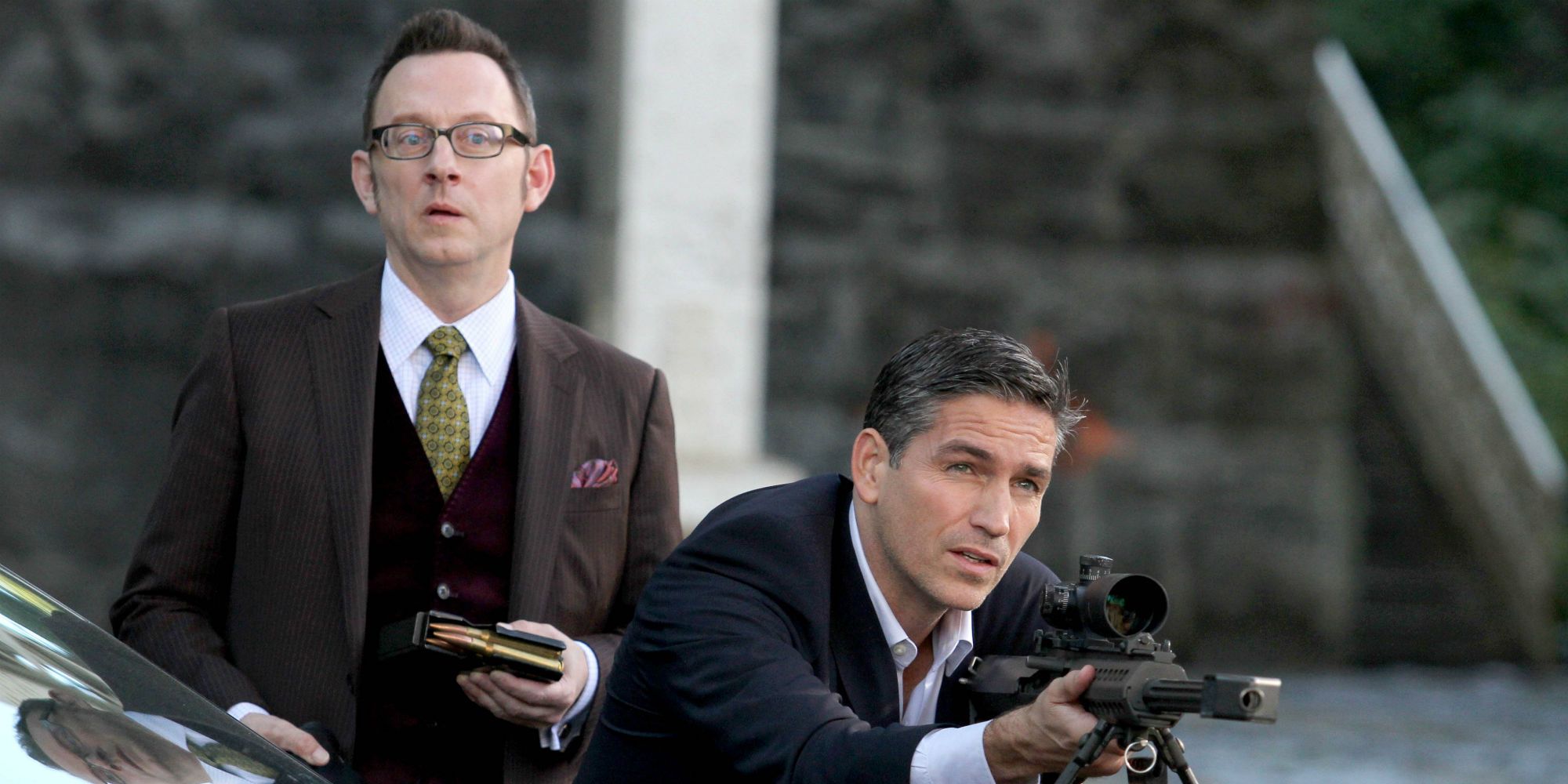 Finch stands behind Reese in Person of Interest