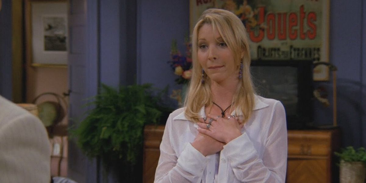 Phoebe colocando as mãos no peito em Friends