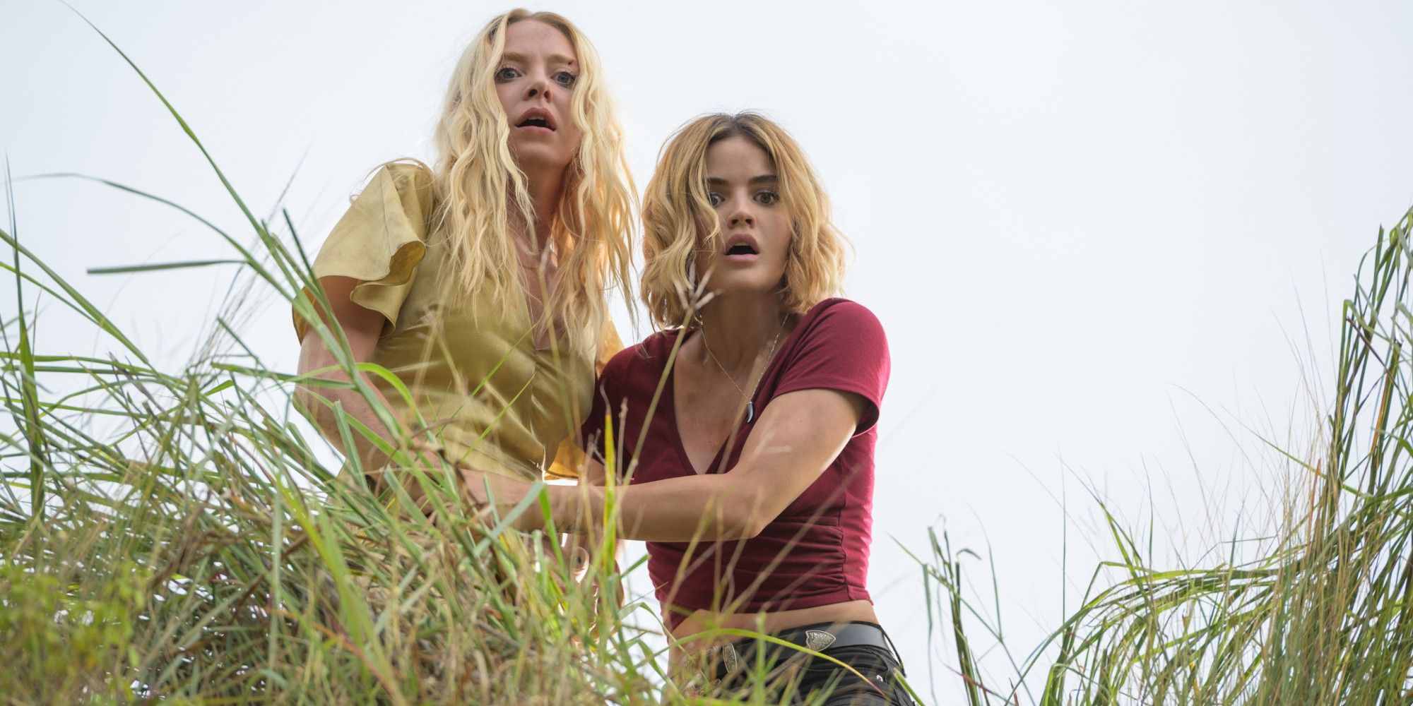 Portia Doubleday and Lucy Hale making a shocking discovery on the beach in in Fantasy Island.