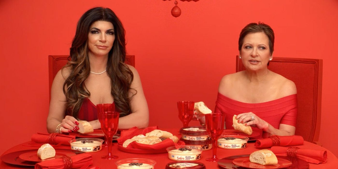 Teresa Giudice and Caroline Manzo dressed in red