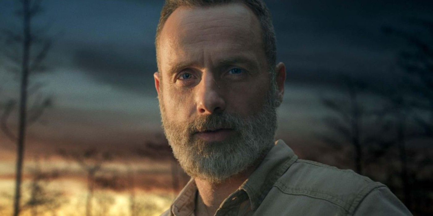 Rick Grimes looking into the camera.