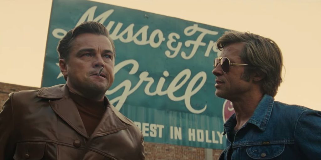 Rick and Cliff in a parking lot in Once Upon a Time in Hollywood