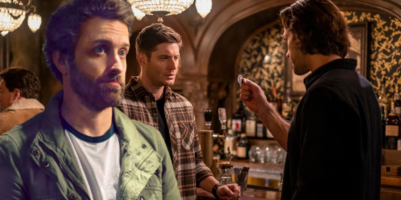 Rob Benedict as God Chuck, Jensen Ackles as Dean Winchester and Jared Padalecki as Sam in Supernatural