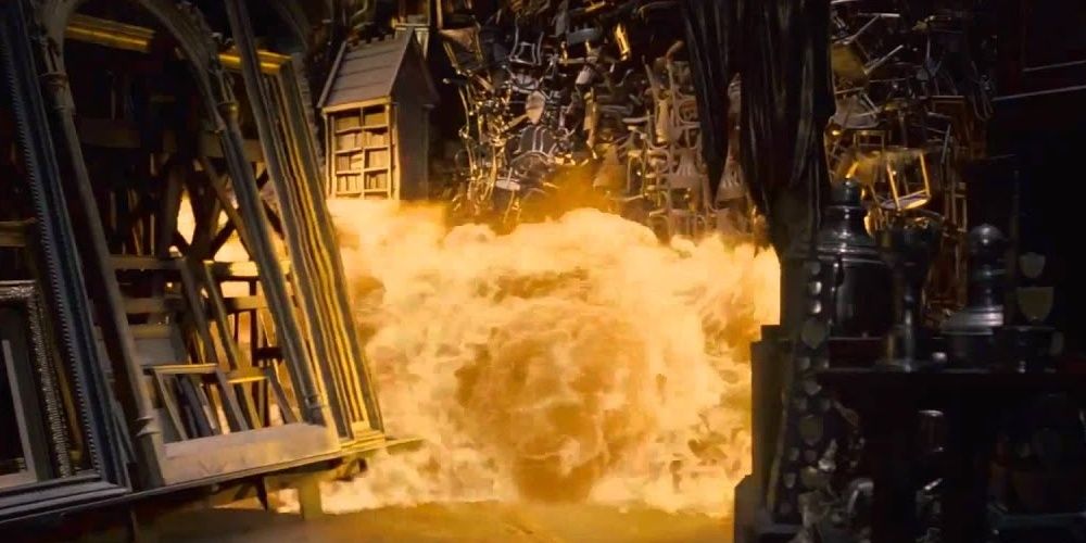 The Room Of Requirement gets engulfed by fire in The Deathly Hallows