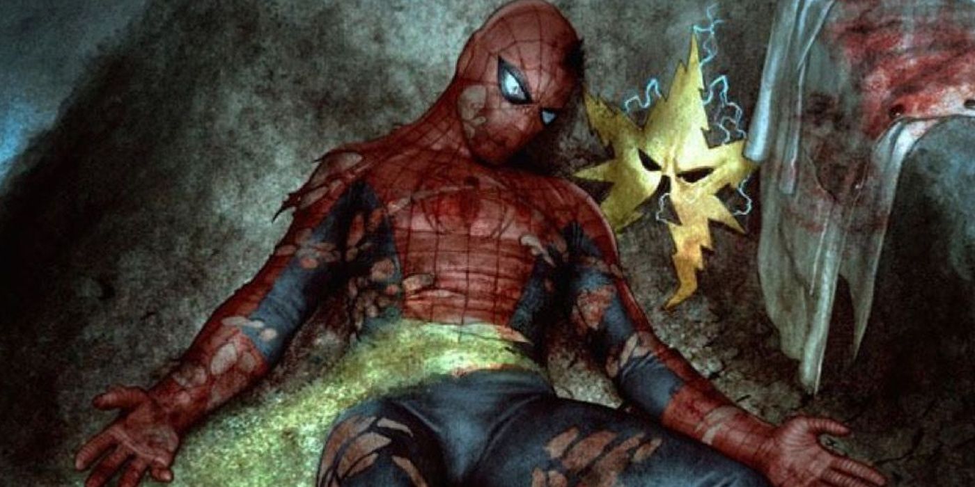 Spider-Man defeated by his villains in The Gauntlet comic book