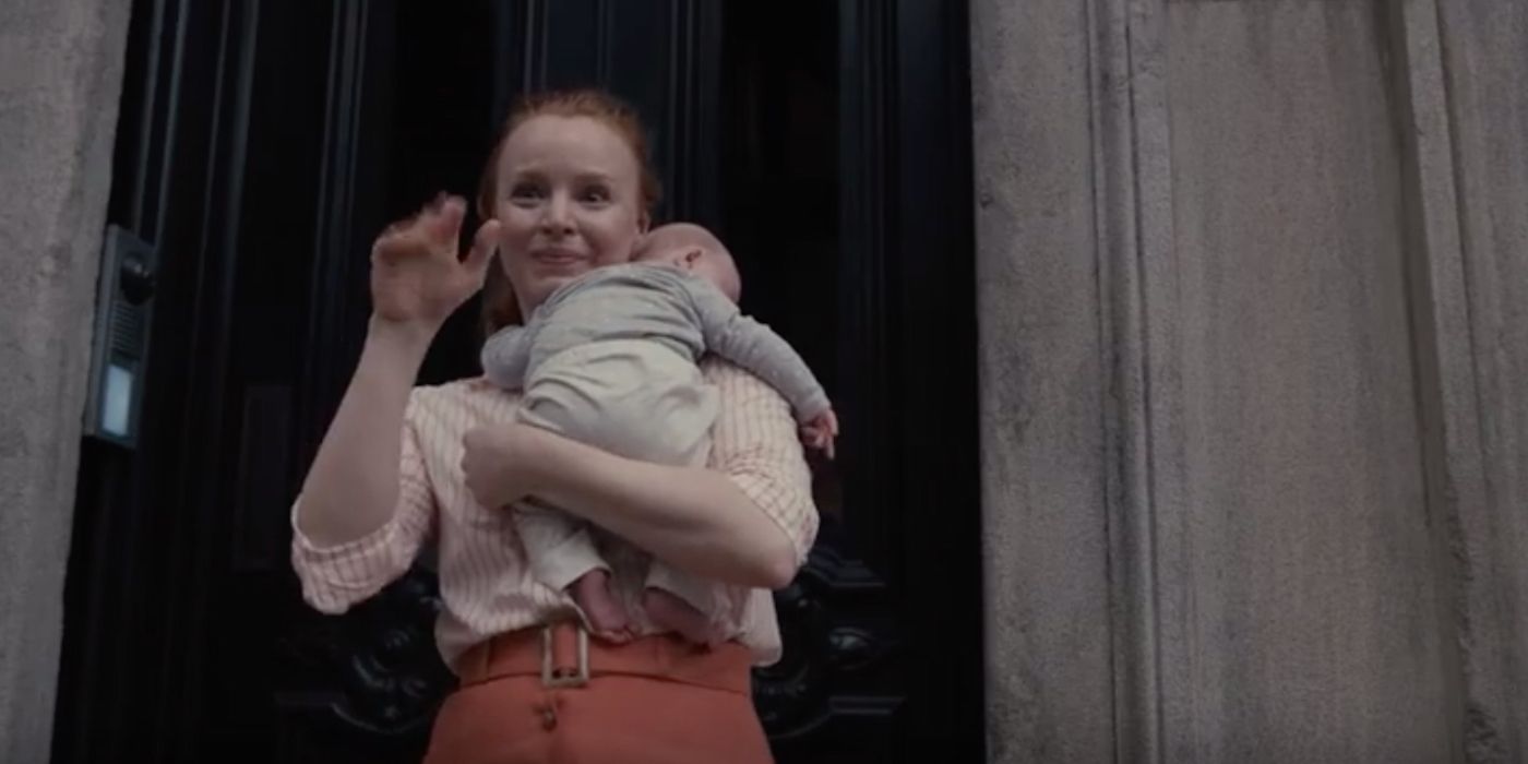Dorothy holding Jericho in her arms by the front door, crying