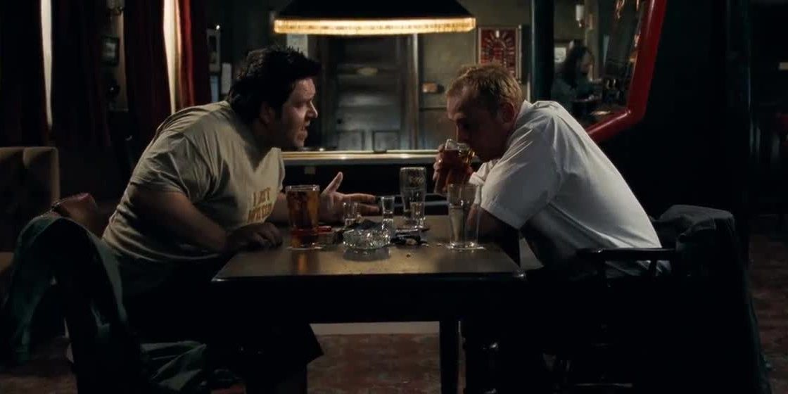 Shaun and Ed sitting in the pub in Shaun of the Dead
