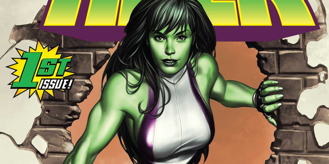 She-Hulk walking out of rubble in comics