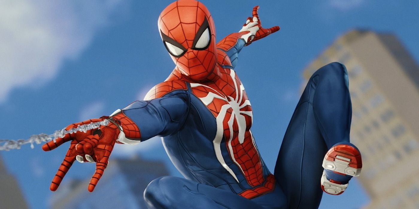 An image of Spider-Man wearing the Advanced suit in the PS4 game