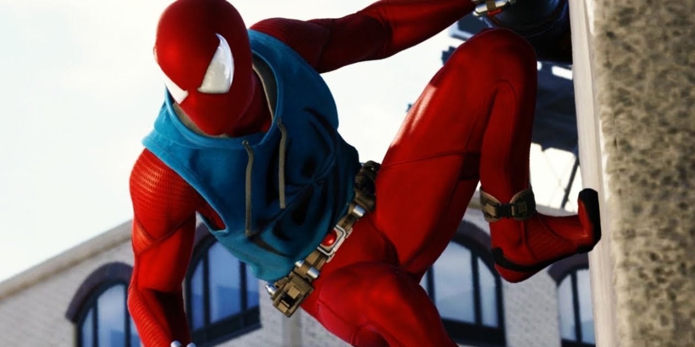 An image of Spider-Man wearing the Scarlet Spider in the PS4 game