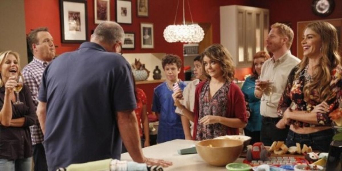 the family together for thanksgiving on modern family
