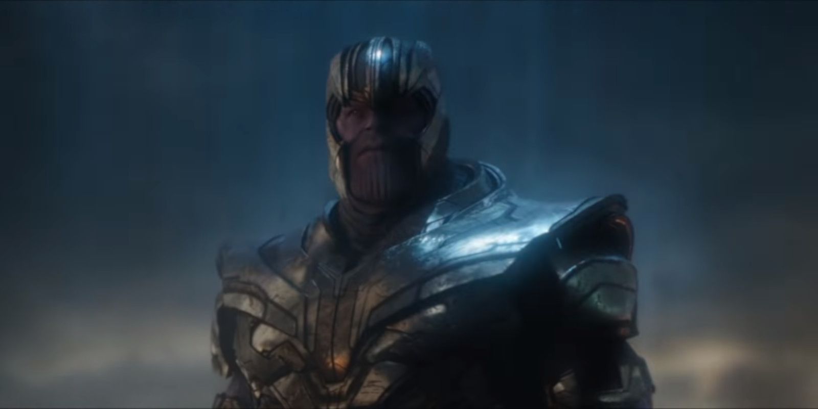 Thanos' armor and helmet gleaming in Avengers: Endgame
