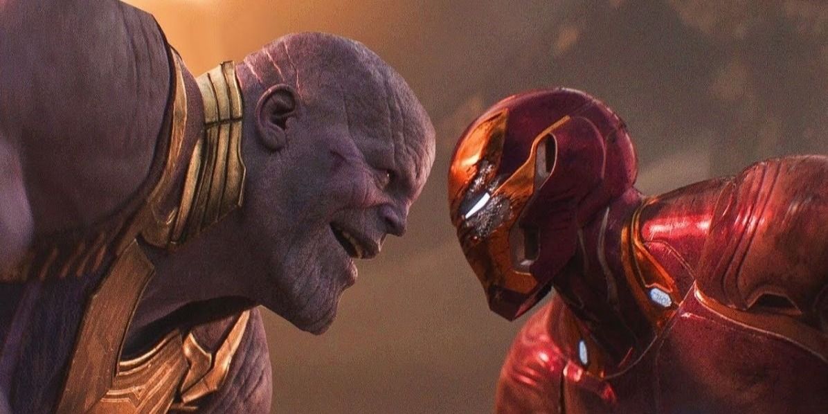 Thanos face à Iron Man dans Infinity War