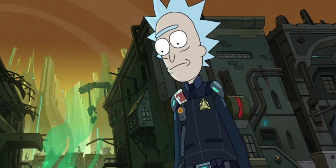 Rick as a cop in Rick and Morty