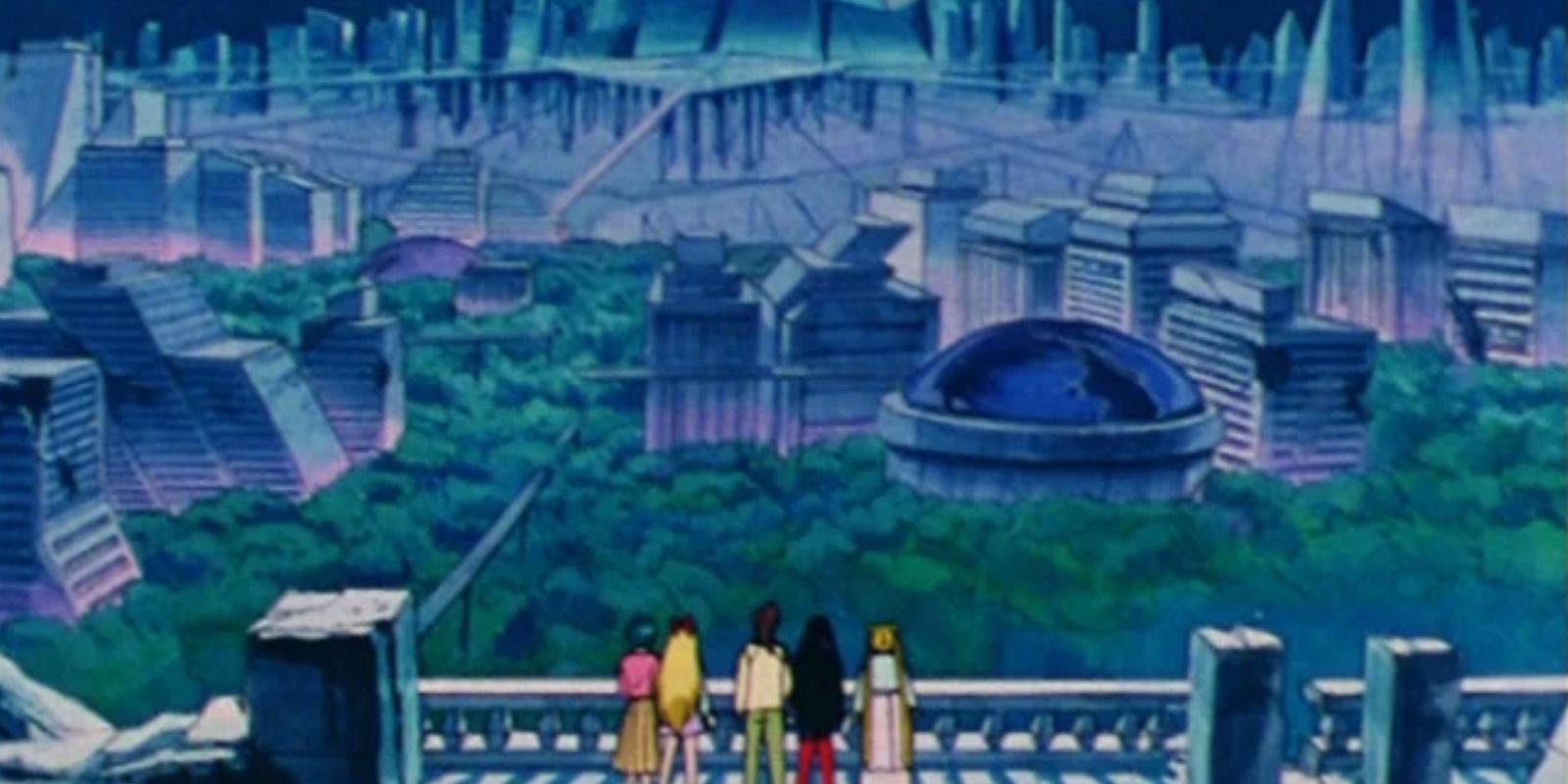 The Sailor Senshi Look Out Over Crystal Tokyo In The 90s Sailor Moon Anime