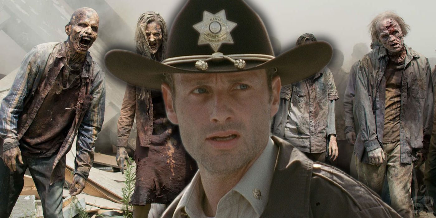 The Walking Dead Zombies and Andrew Lincoln as Rick Grimes in Season 1
