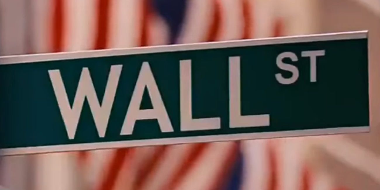 The opening shot of the Wall Street sign in The Wolf of Wall Street