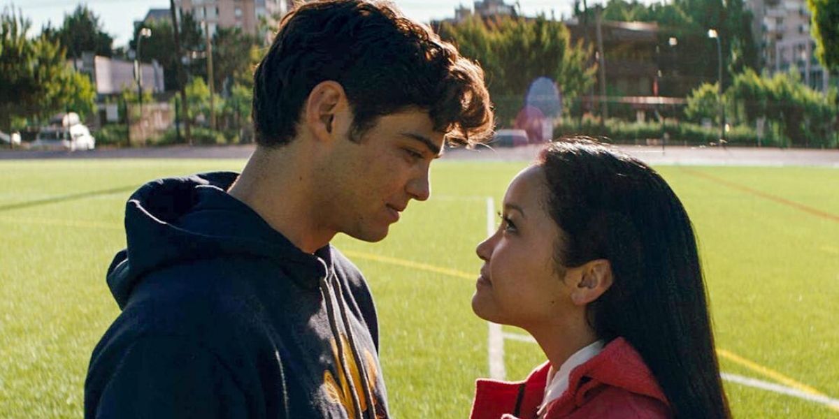 Lara Jean and Peter look at each other in To All The Boys.