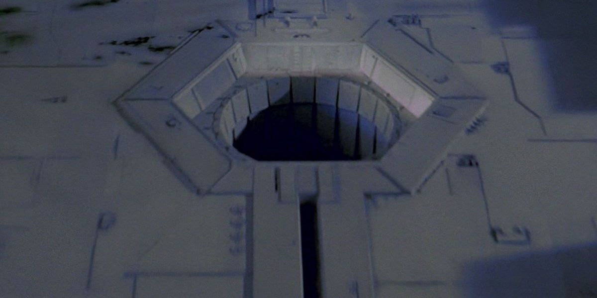 The Death Star's thermal exhaust port in the original Star Wars movie.