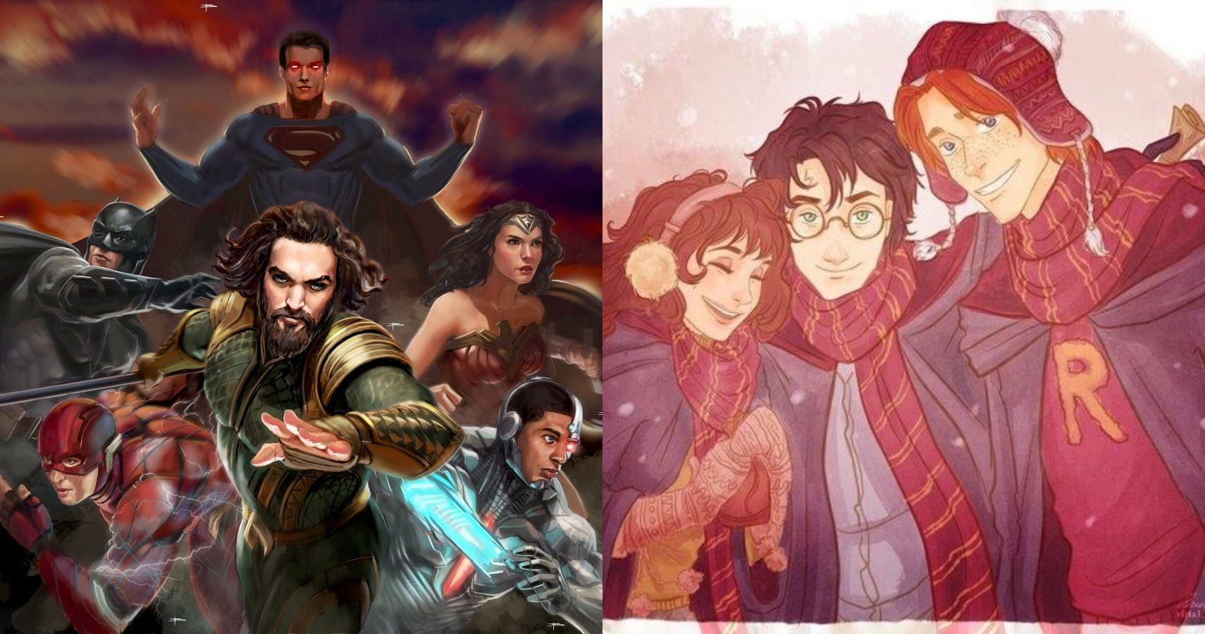 10 DC Justice League Members Reimagined As Hogwarts Characters (Fan Art)