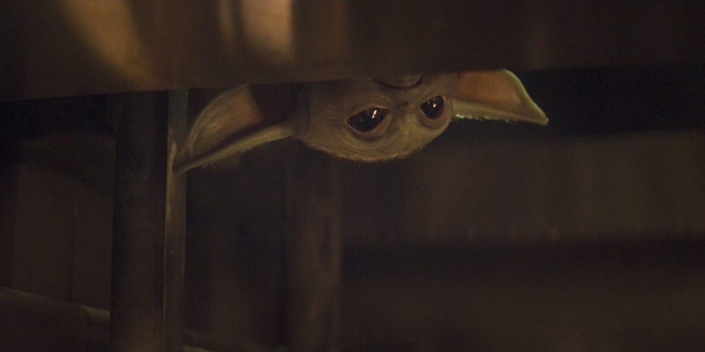 Upside down Baby Yoda in The Mandalorian