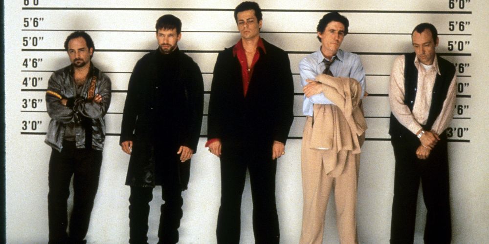 The cast in a lineup in Usual Suspects