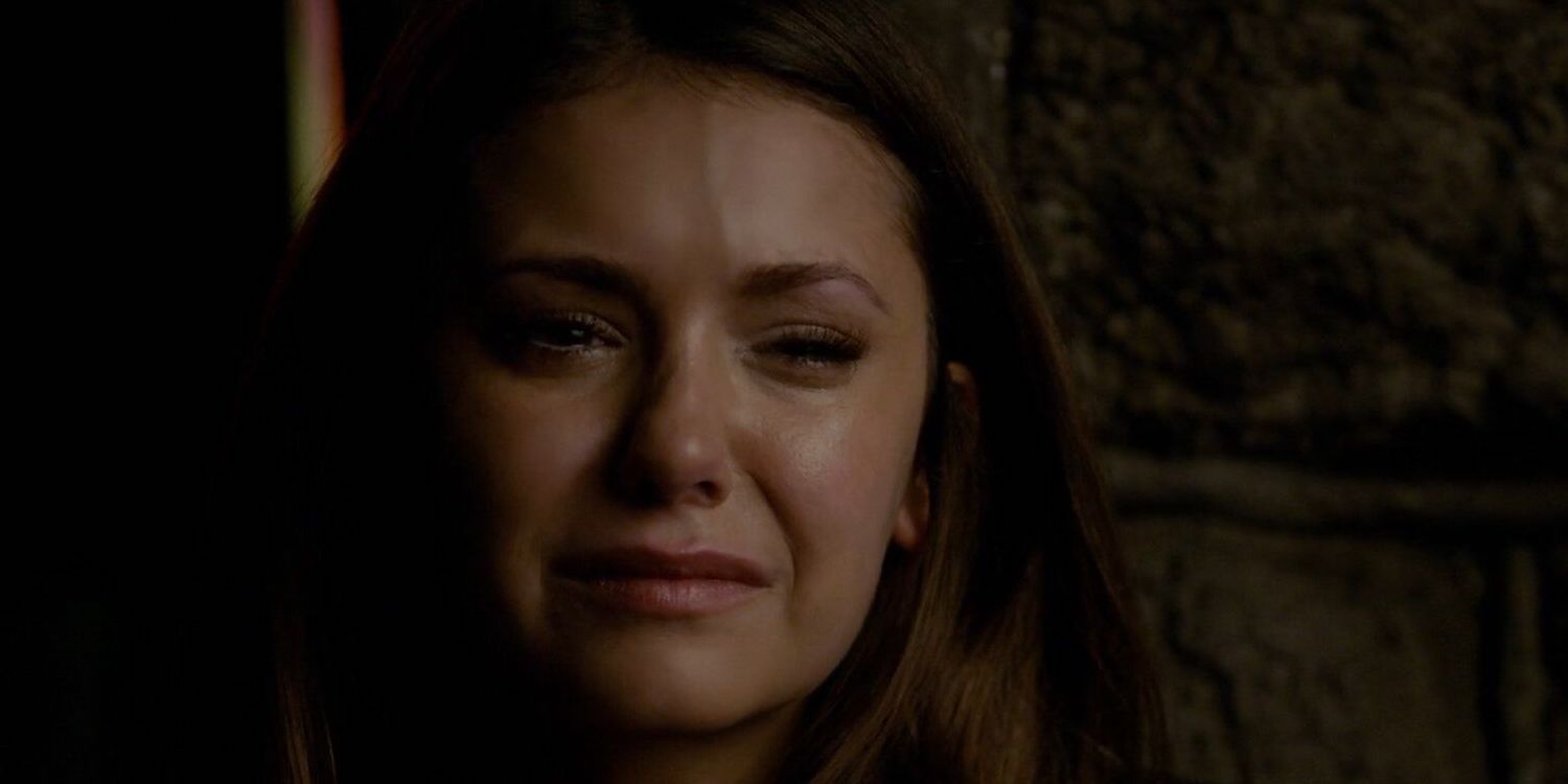 Elena crying in The Vampire Diaries