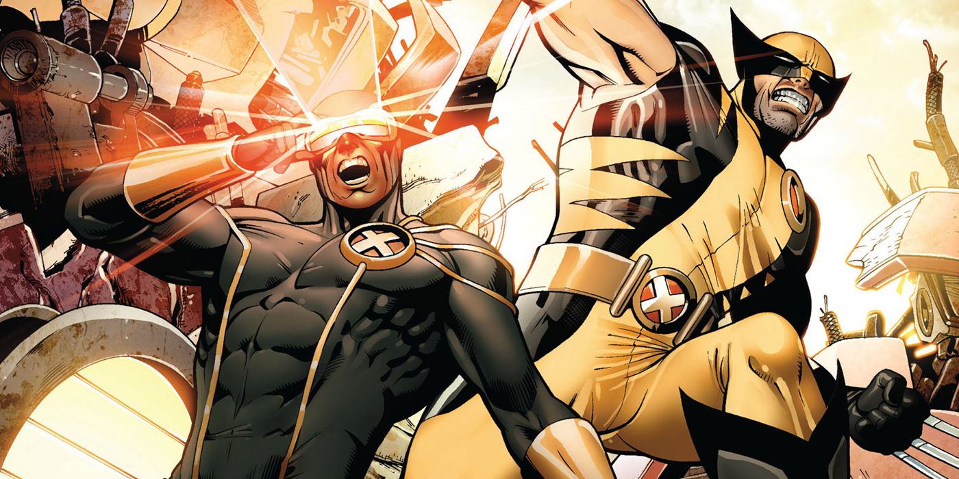 Wolverine and Cyclops in an attacking pose