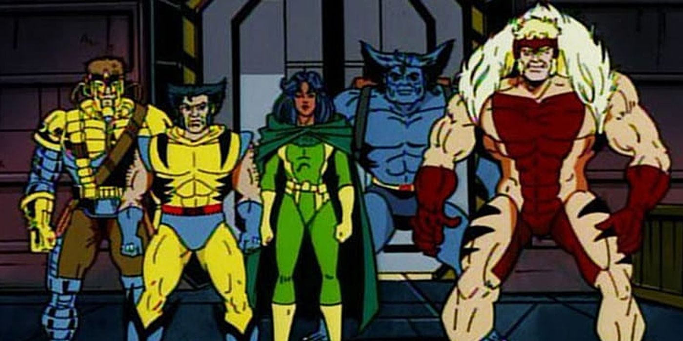 Wolverine, Beast and other X-Men characters stand in a row