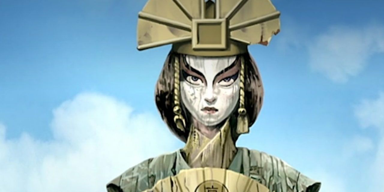 A statue of Kyoshi looking solemn in Avatar The Last Airbender.