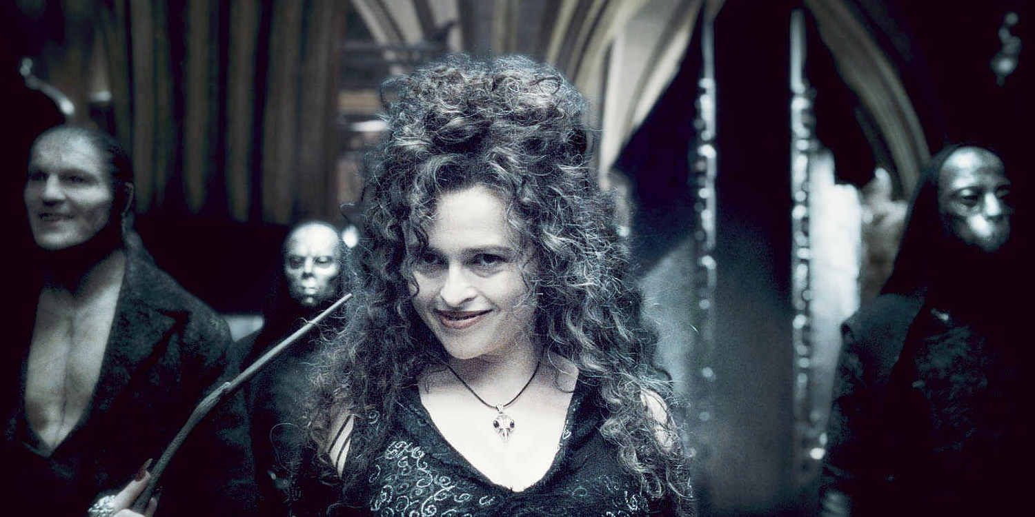 Bellatrix Lestrange smiling wickedly in Harry Potter