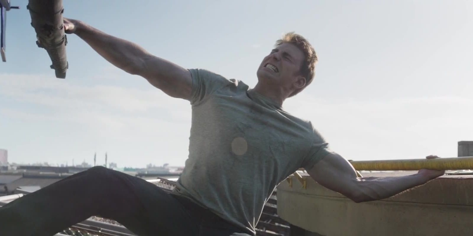 Steve Rogers stops Bucky's helicopter from taking off in Captain America: Civil War.