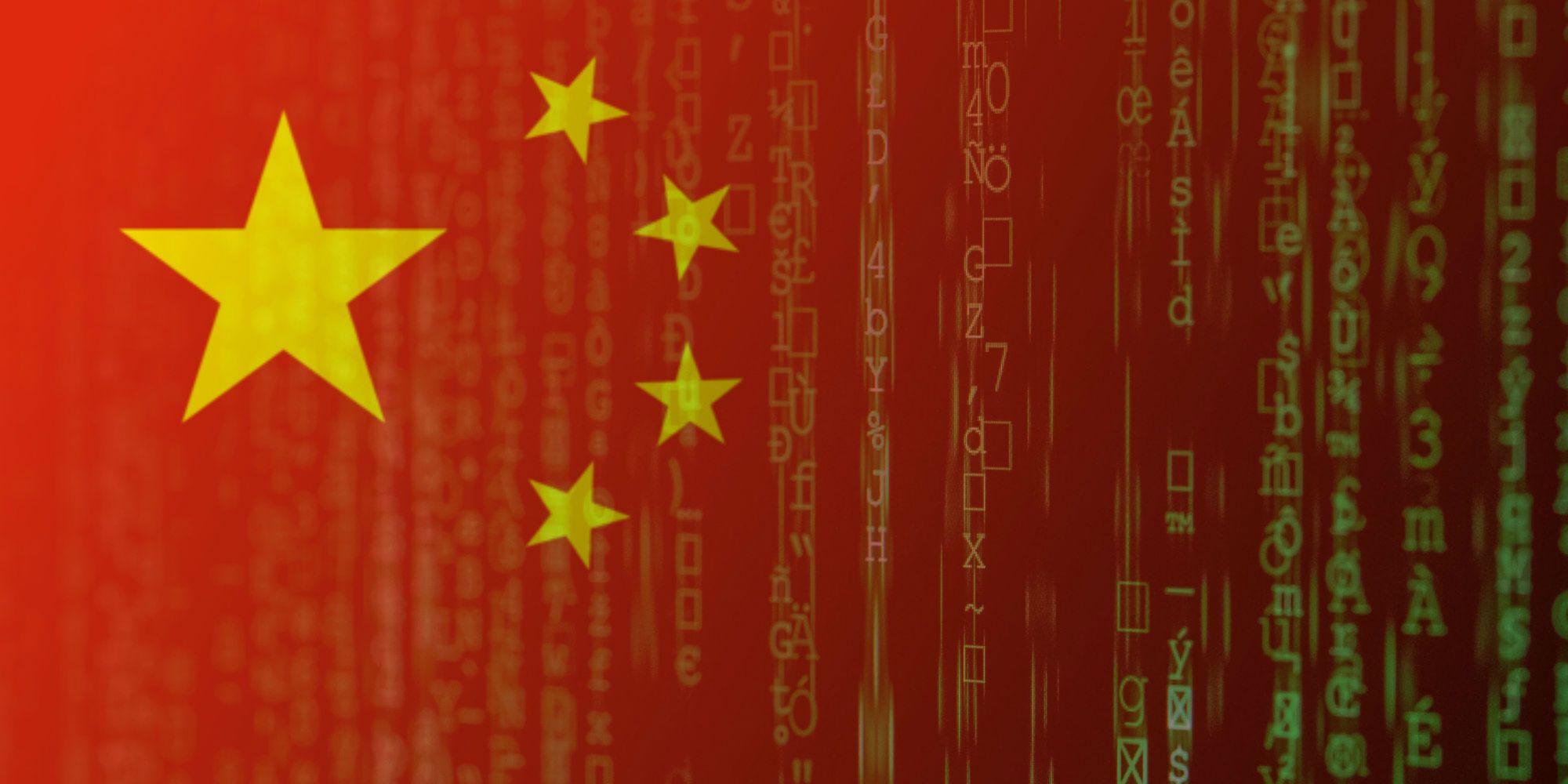 china flag over data