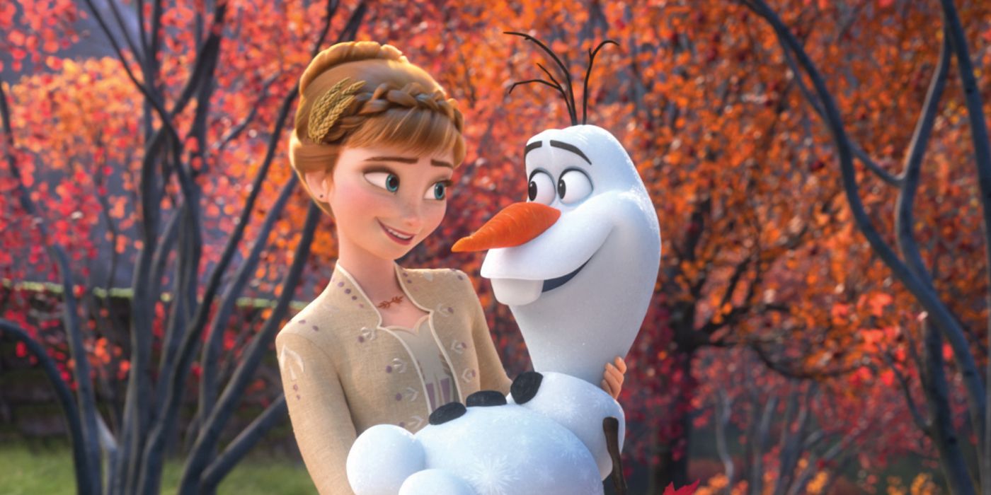 Anna carrying Olaf in Frozen 2