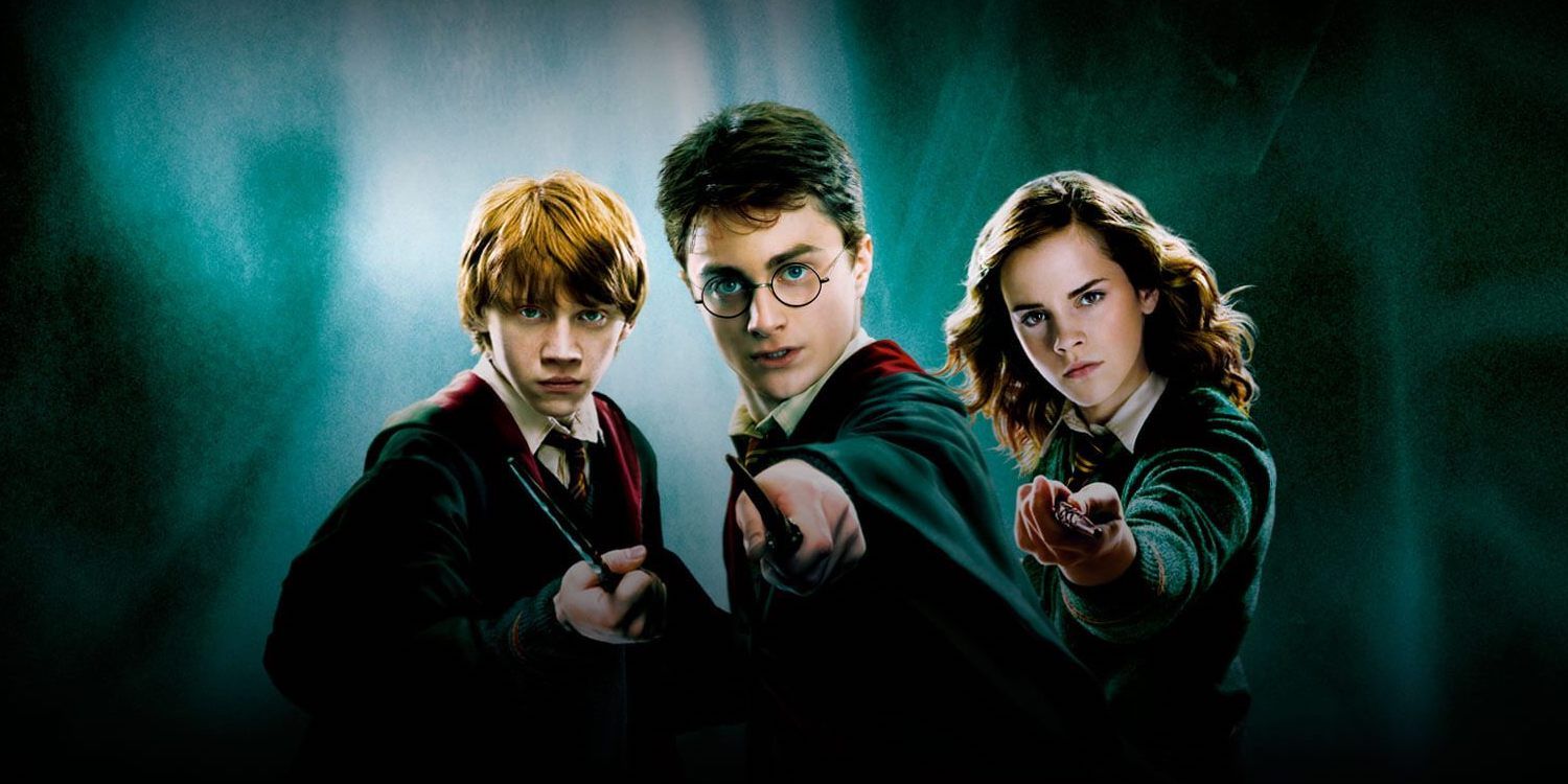 Harry, Ron and Hermione in Harry Potter. 
