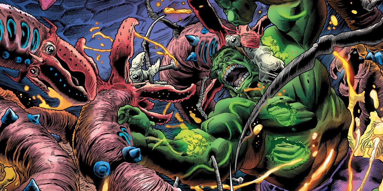 Hulk versus giant parasites. From Immortal Hulk 30