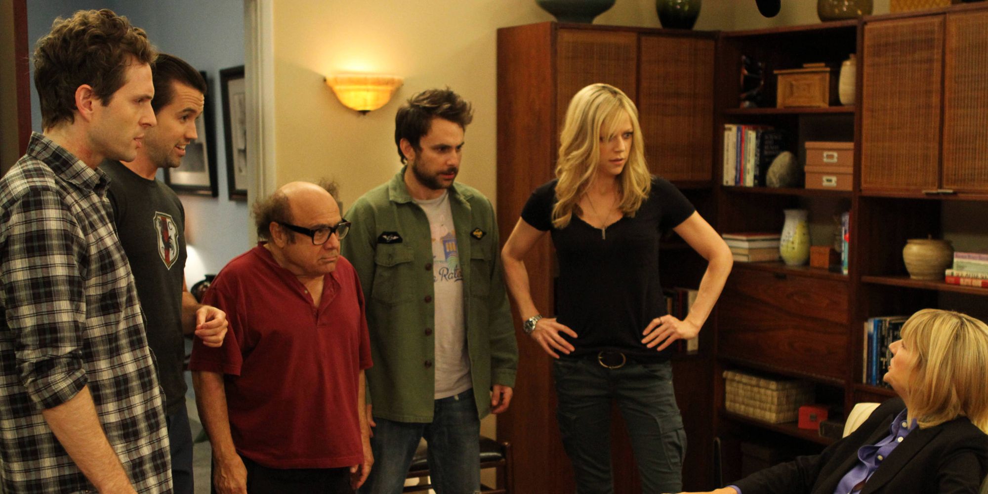 The gang looking at the therapist in It's Always Sunny in Philadelphia.