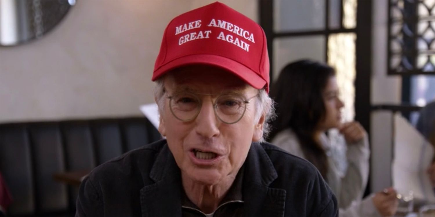 Larry wearing a MAGA hat in Curb Your Enthusiasm