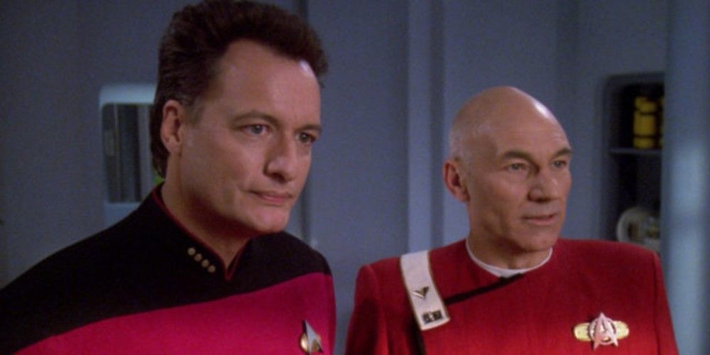 Q and Ensign Picard.