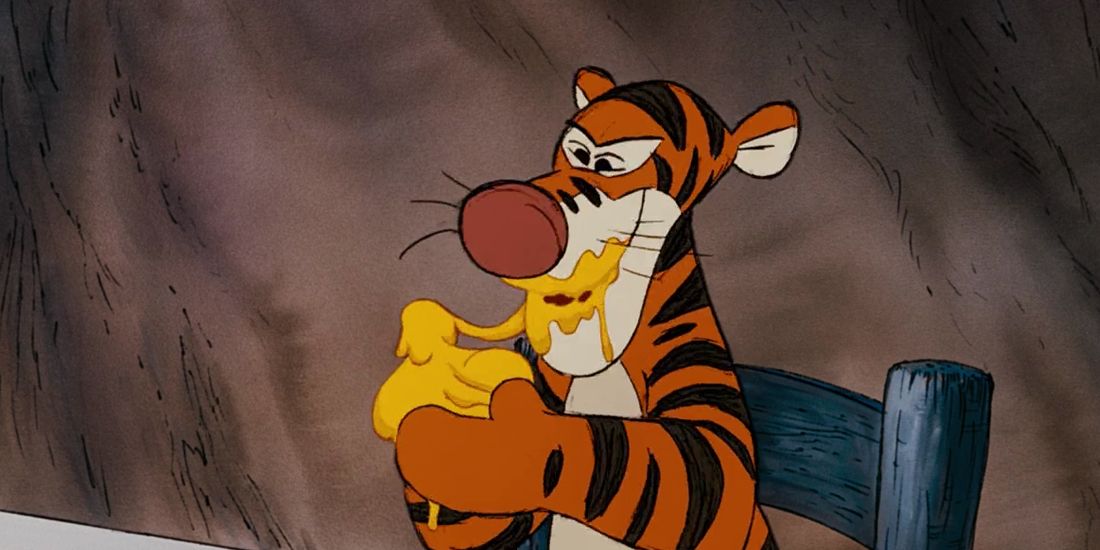 Tigger eating honey in Winnie The Pooh